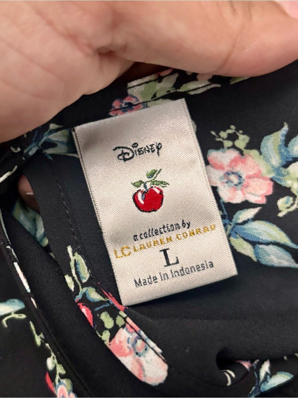 LC Lauren Conrad Black Floral Sequin Apple Peasant Blouse Large - Picture 10 of 10